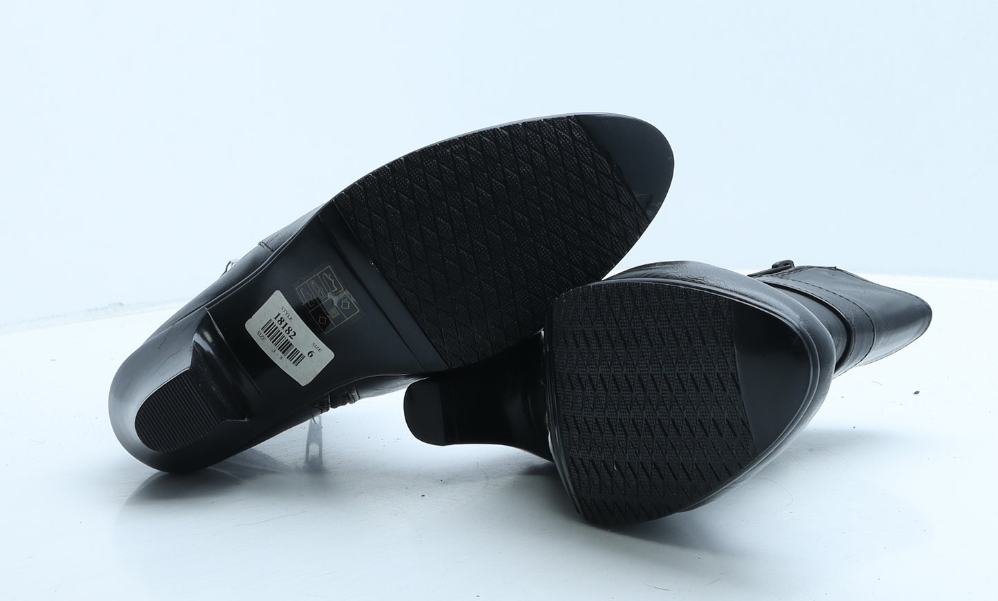 Lilley Womens Black Leather Bootie Boot UK 6