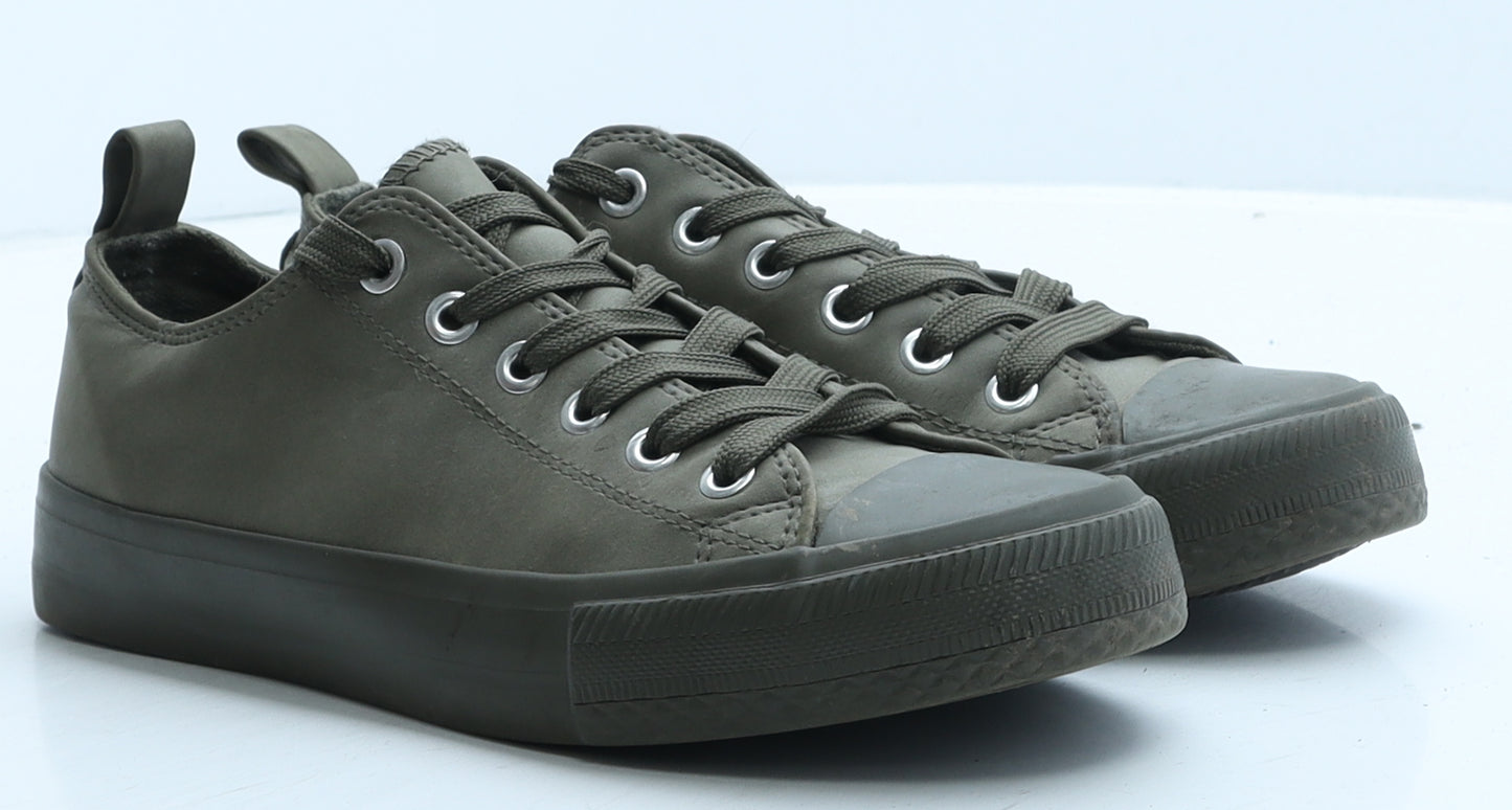 Primark Womens Green Leather Trainer UK 5 38