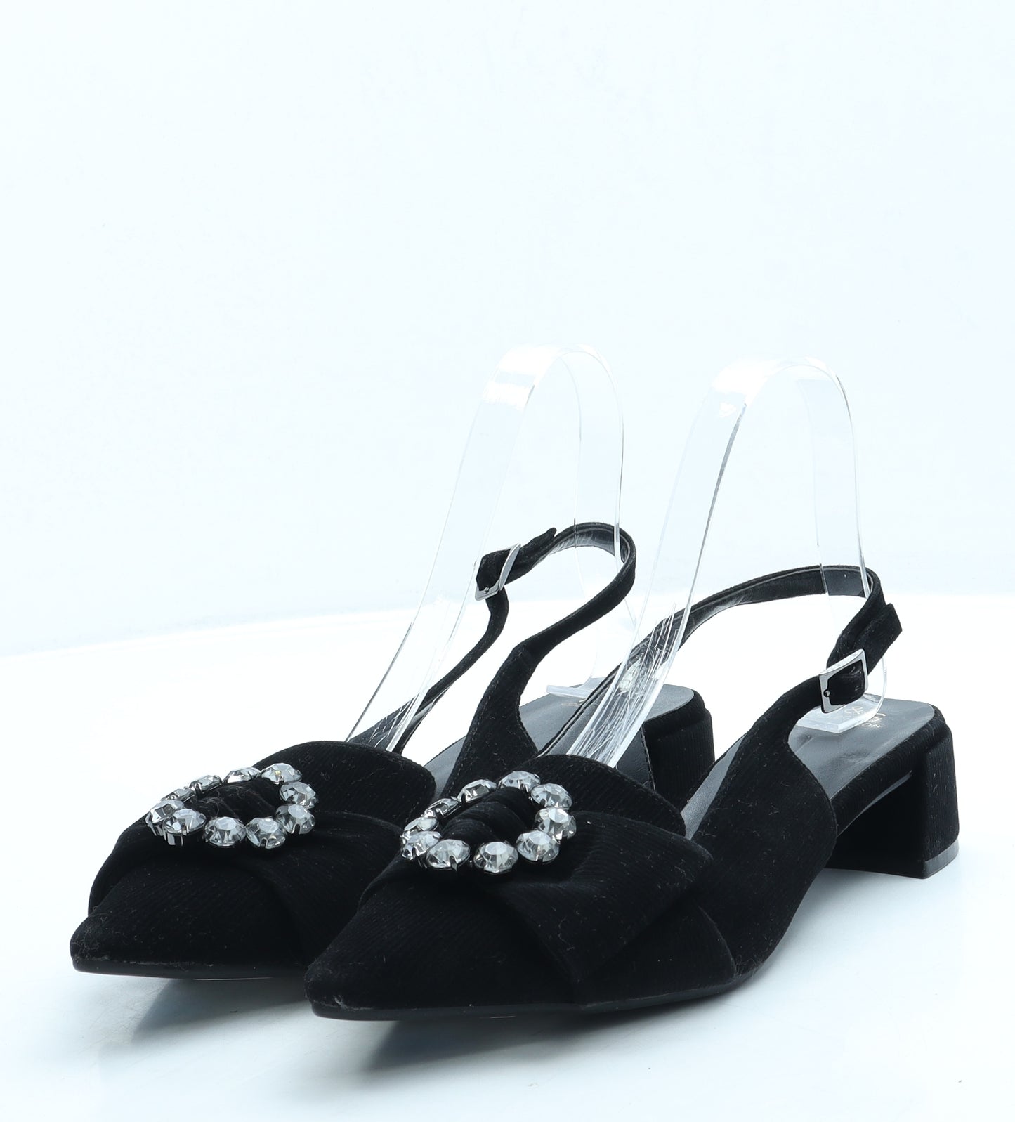 Marks and Spencer Womens Black Suede Slingback Flat UK 5