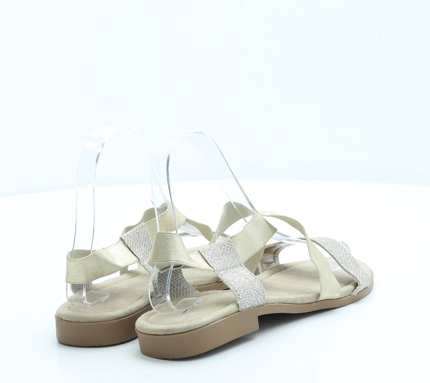 Marks and Spencer Womens Gold Polyester Strappy Sandal UK 5 38