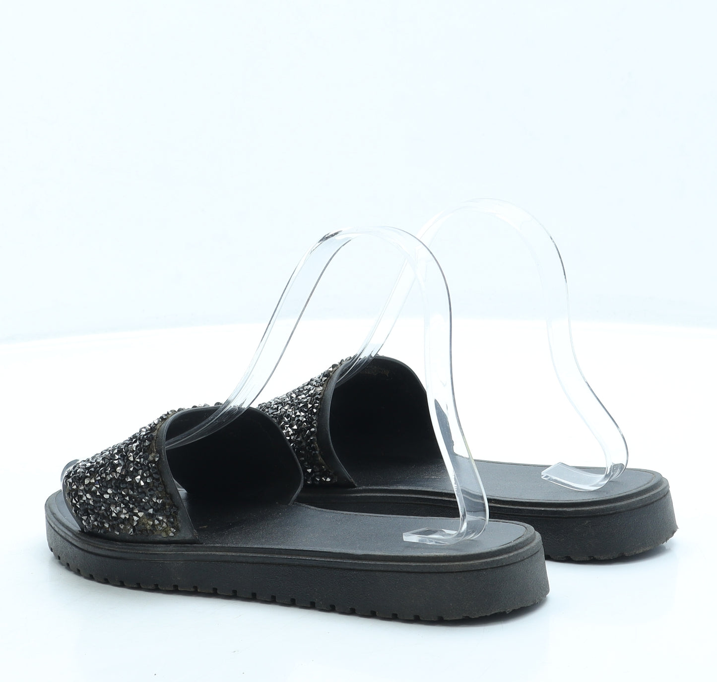 Preworn Womens Black Polyester Slider Sandal UK 3 36