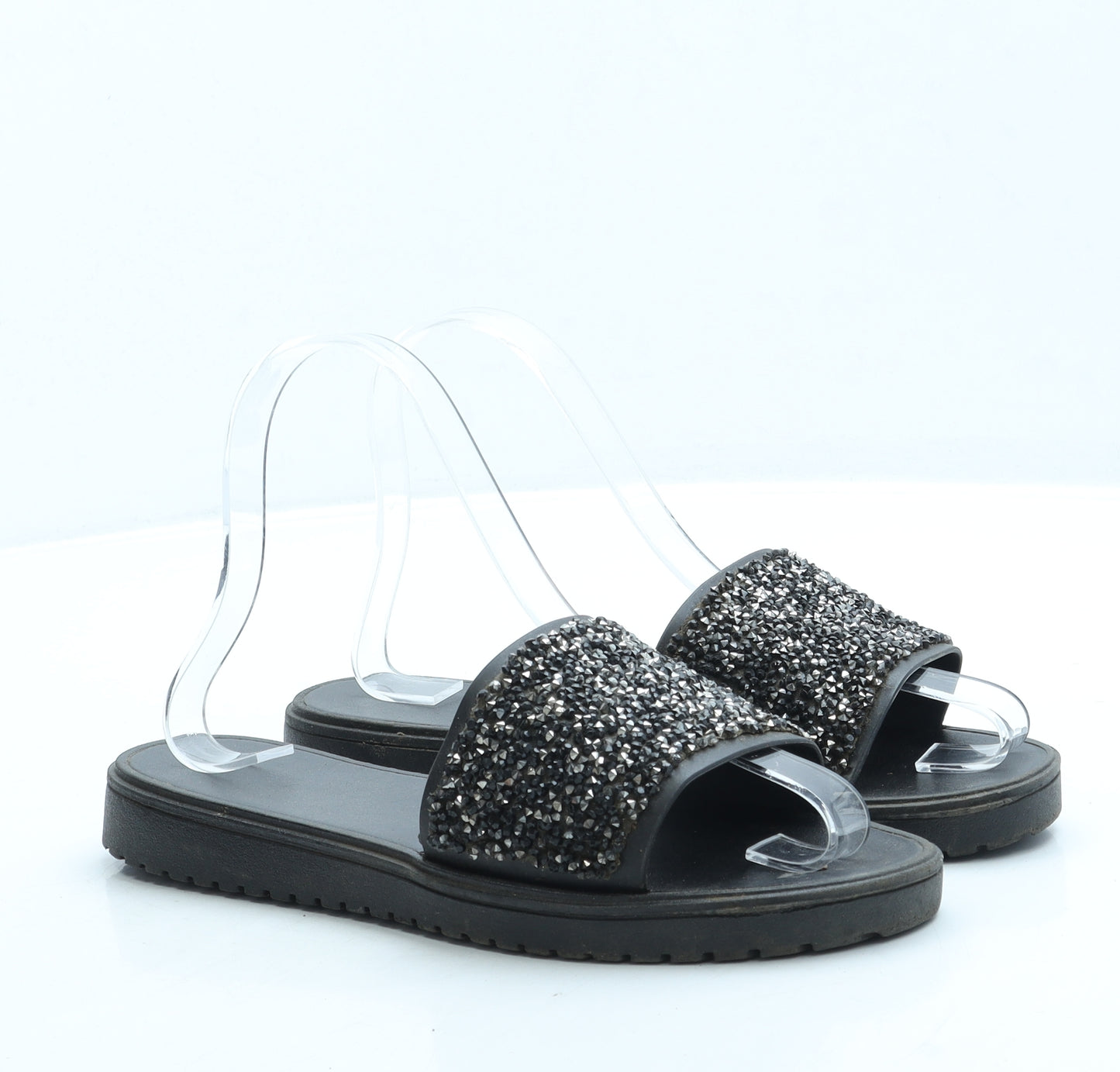 Preworn Womens Black Polyester Slider Sandal UK 3 36