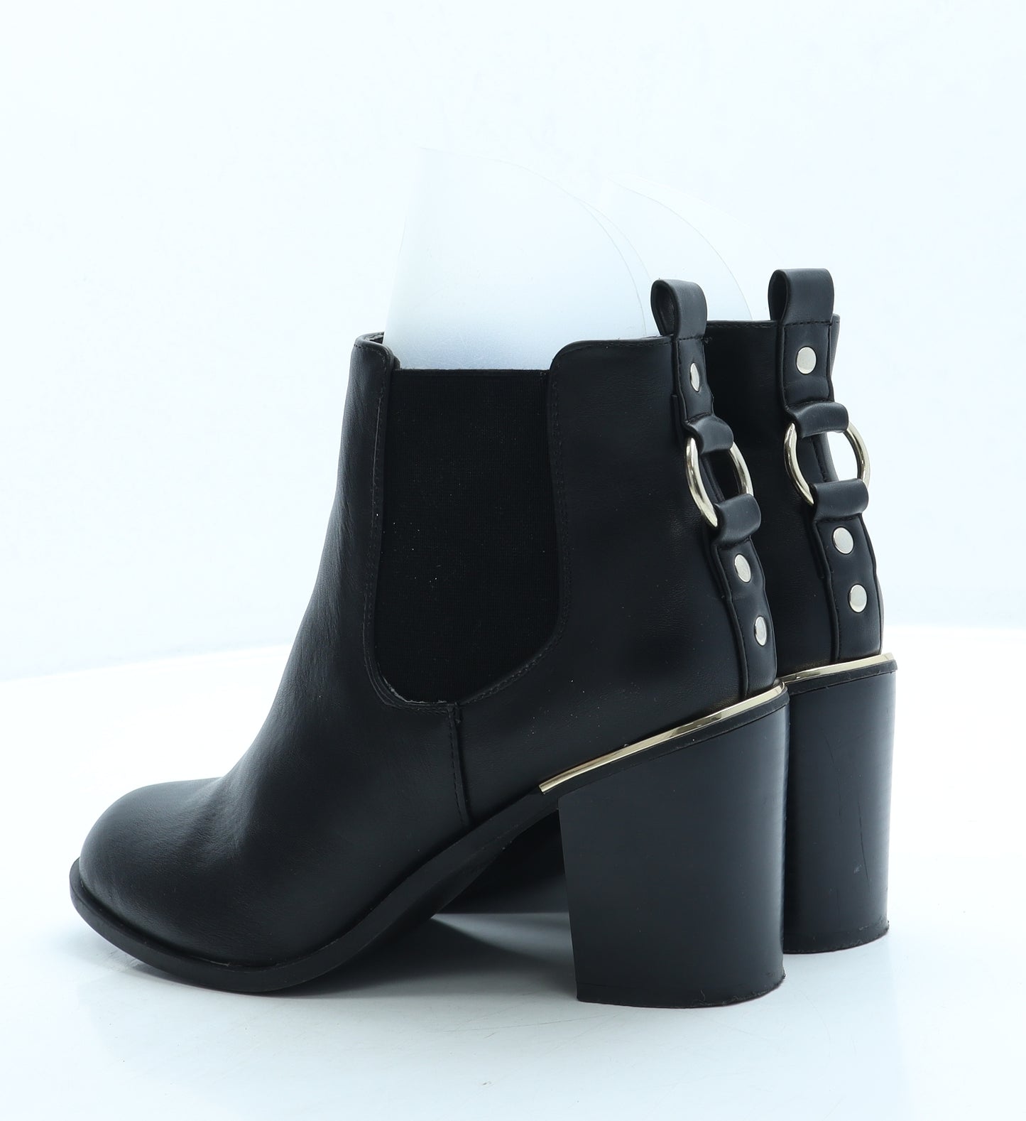 Papaya Womens Black Leather Bootie Boot UK 6 39