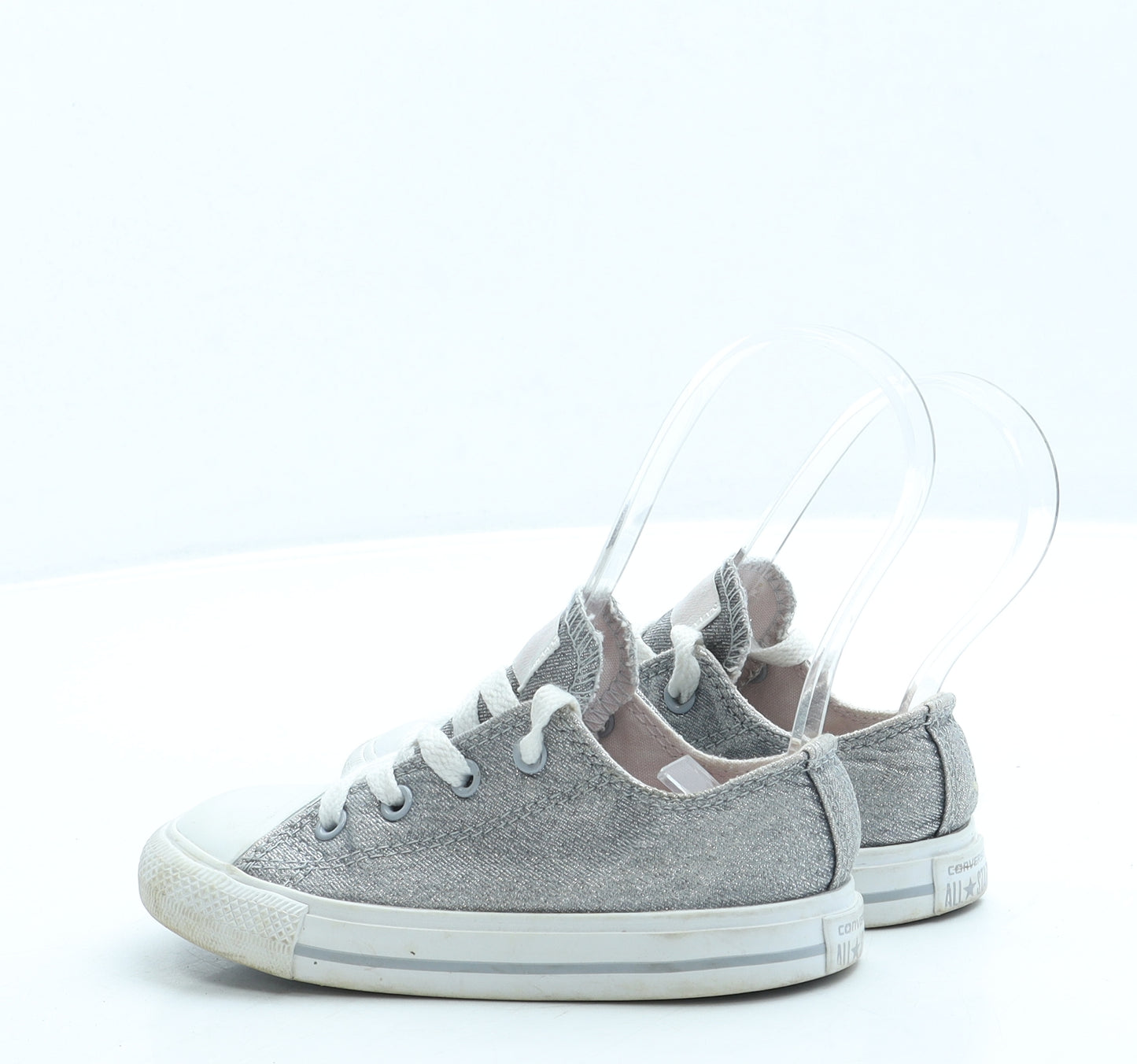 Converse Girls Silver Polyester Trainer UK 9 25