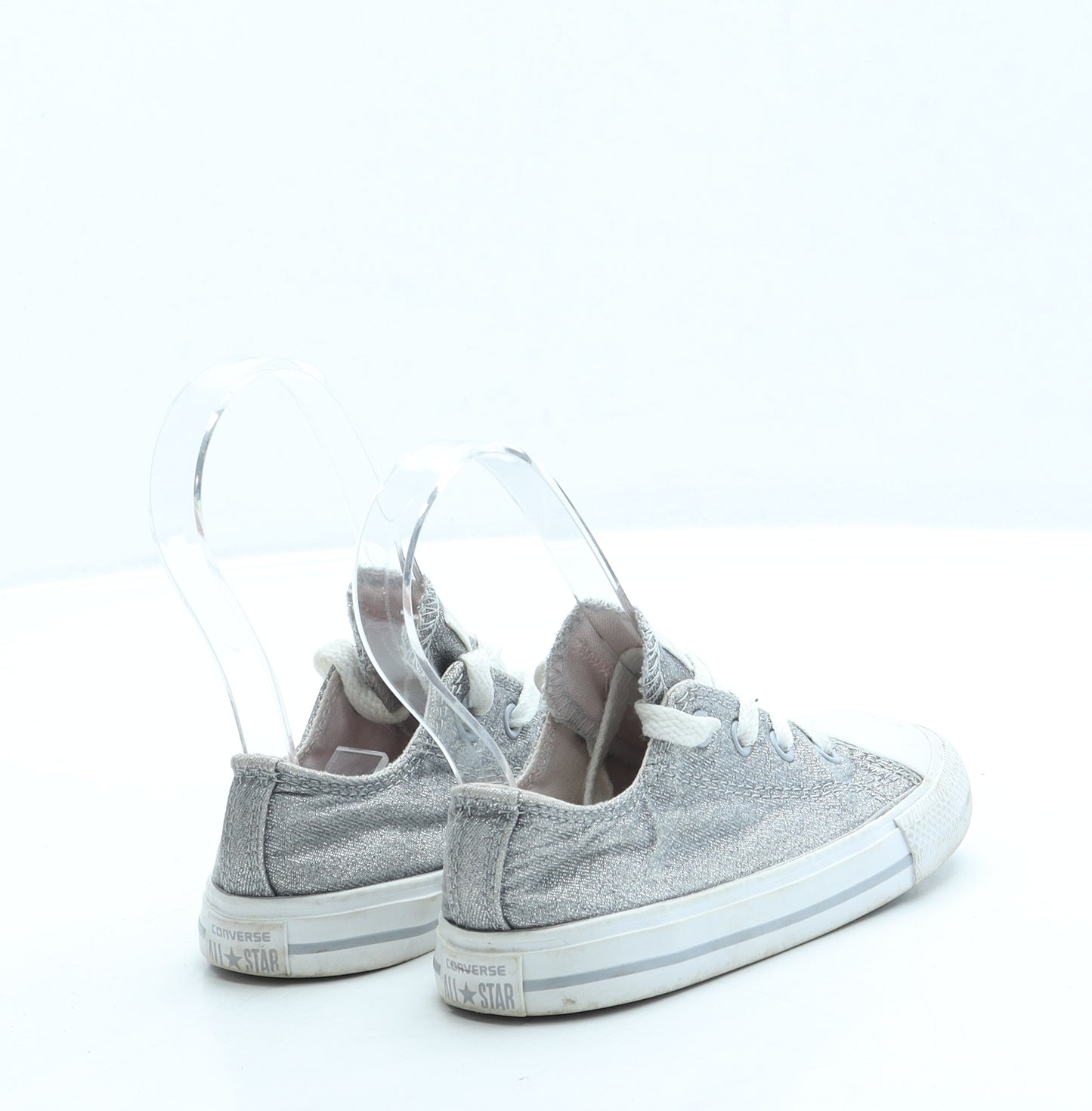 Converse Girls Silver Polyester Trainer UK 9 25