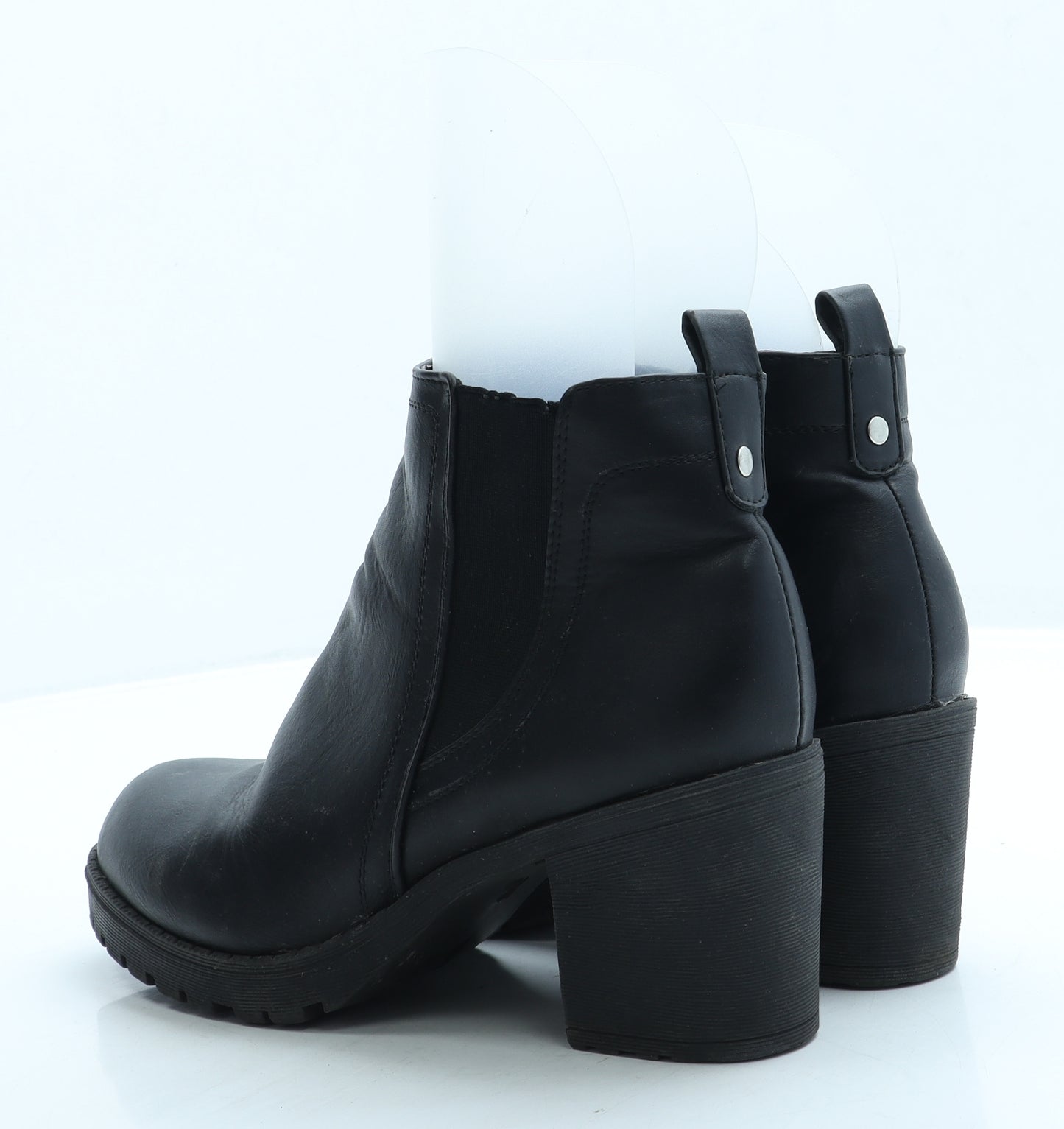 Preworn Womens Black Leather Bootie Boot UK 6 39