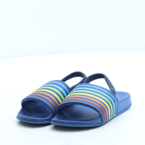 Preworn Boys Blue Striped Rubber Slingback Sandal UK 7