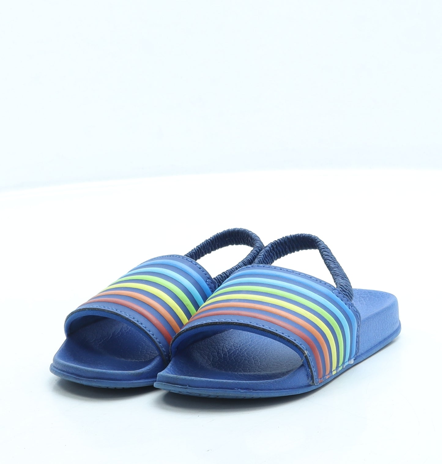 Preworn Boys Blue Striped Rubber Slingback Sandal UK 7