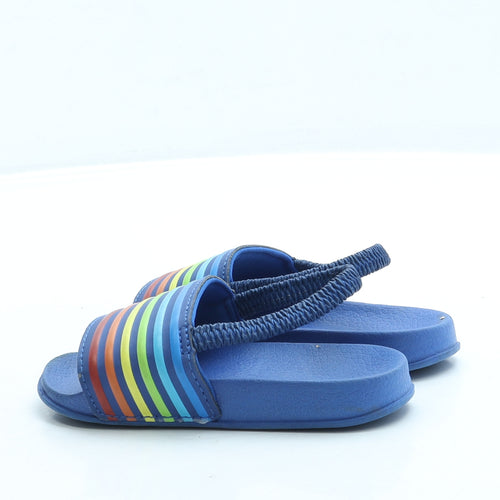 Preworn Boys Blue Striped Rubber Slingback Sandal UK 7