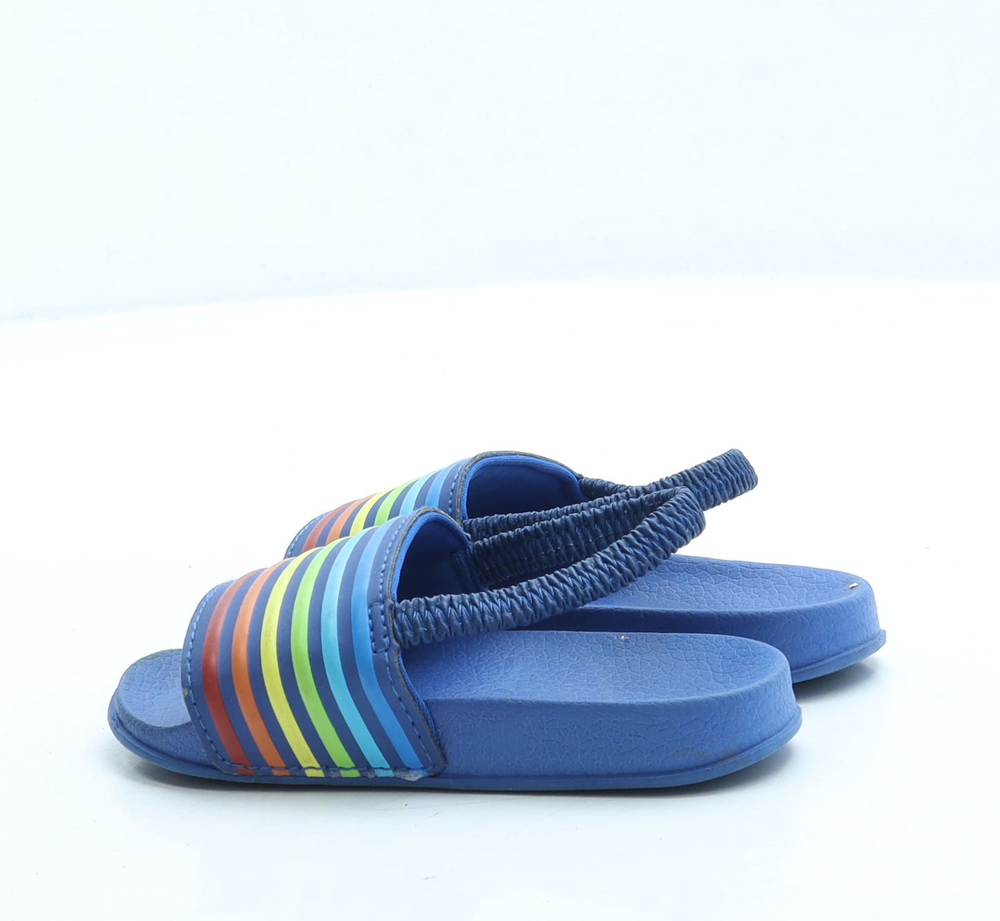 Preworn Boys Blue Striped Rubber Slingback Sandal UK 7