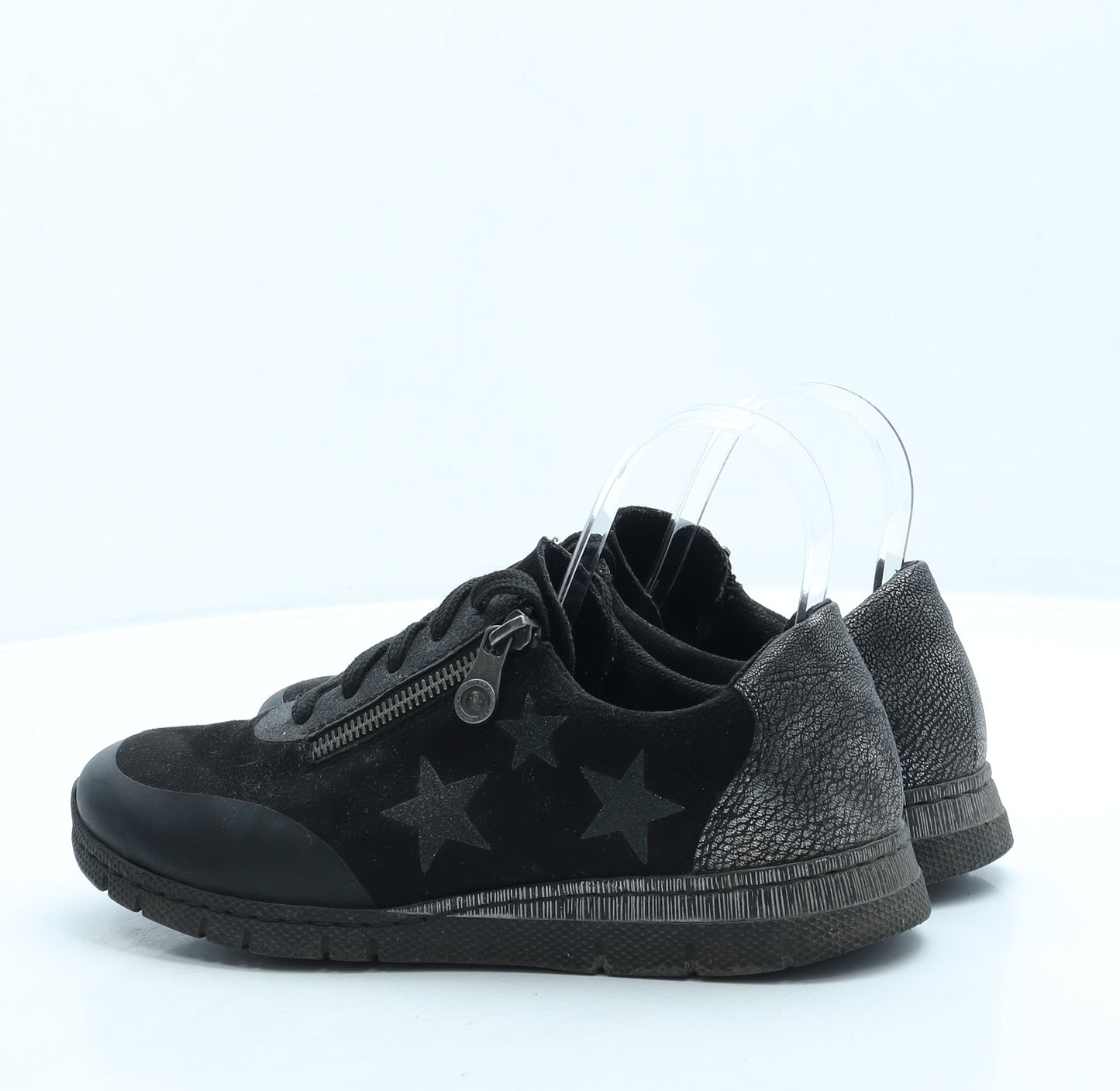 Rieker Womens Black Polyester Trainer UK 6 39 - Stars