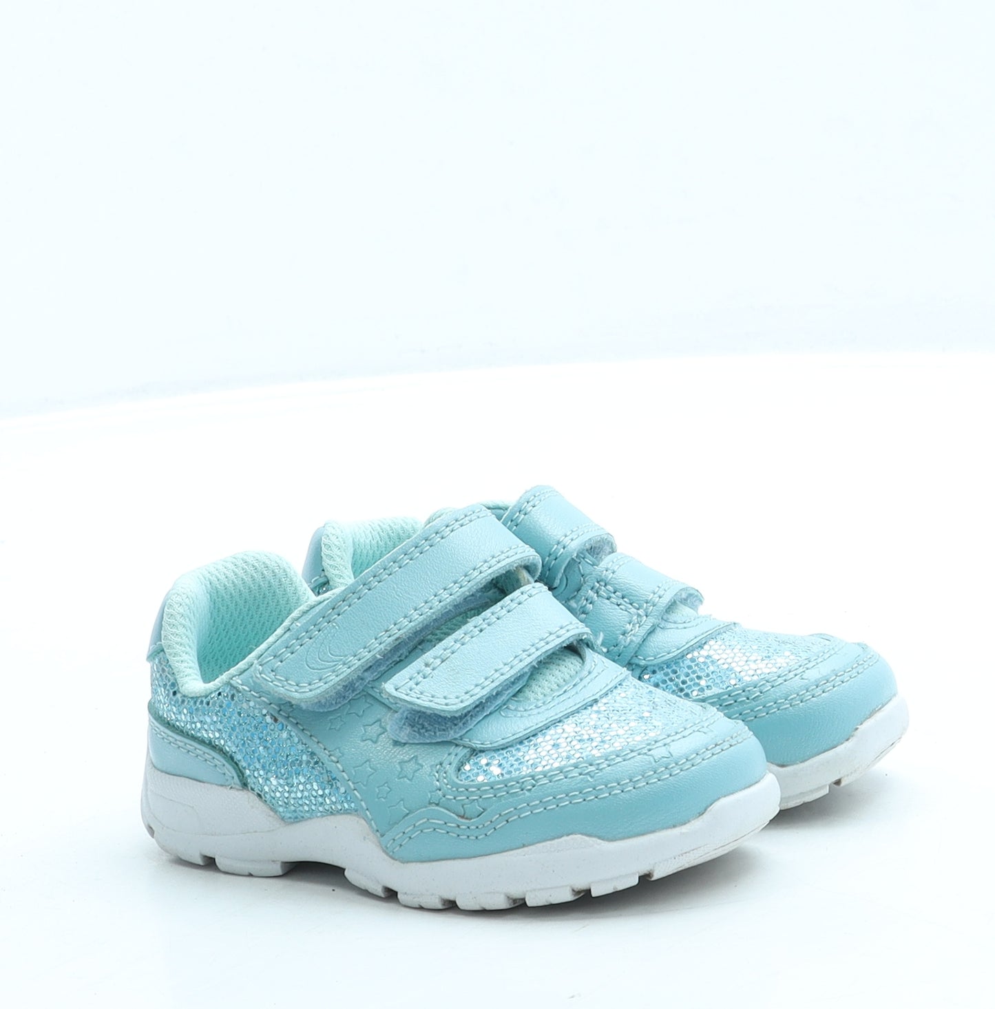 Clarks Girls Blue Leather Trainer UK 4