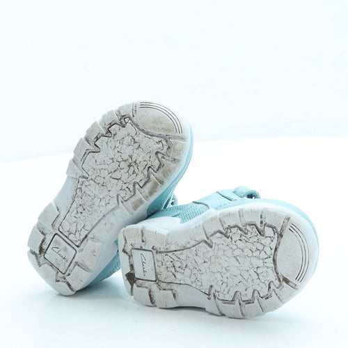 Clarks Girls Blue Leather Trainer UK 4