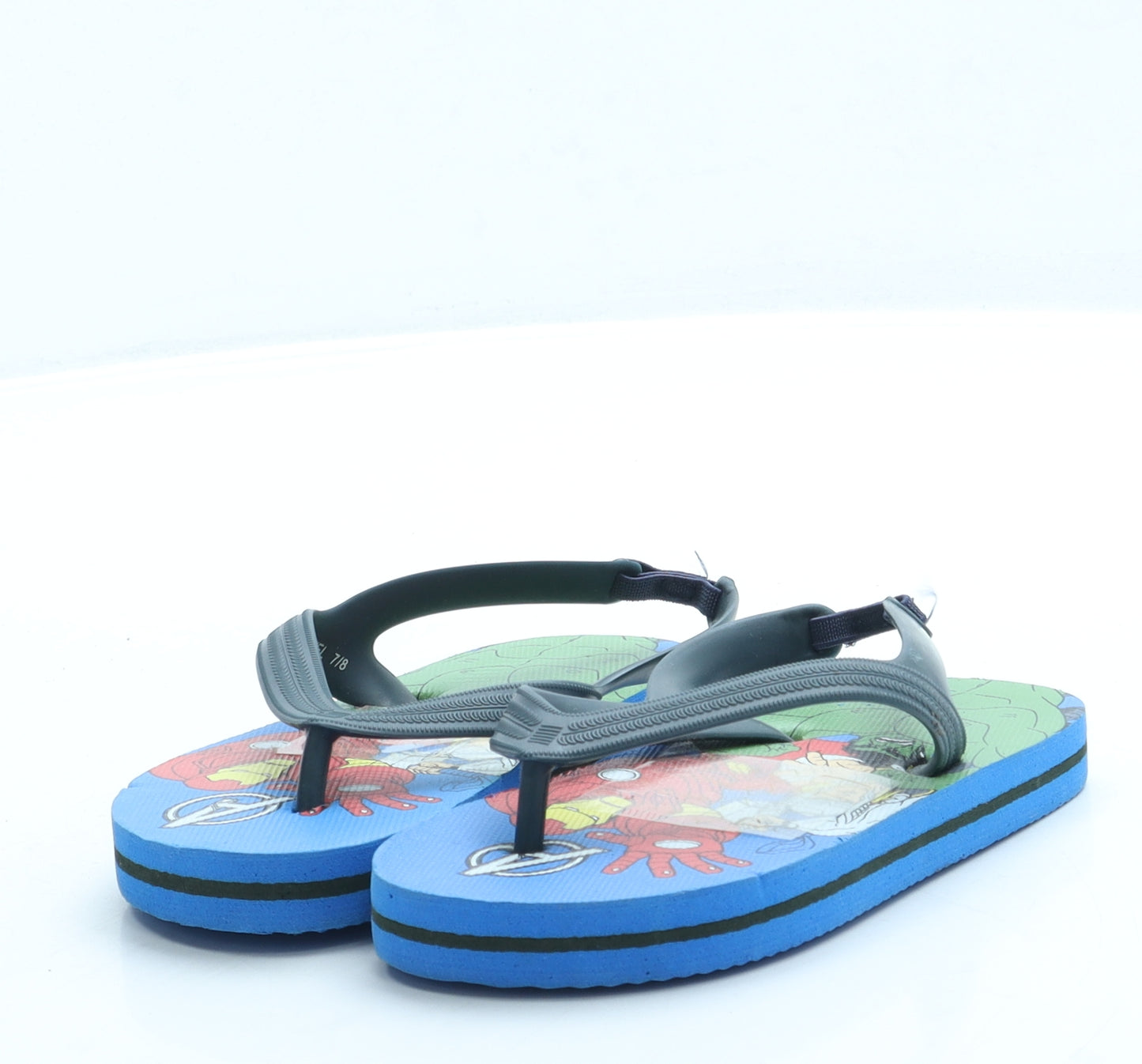 Preworn Boys Blue Geometric Rubber Slingback Sandal UK 7 - Avengers