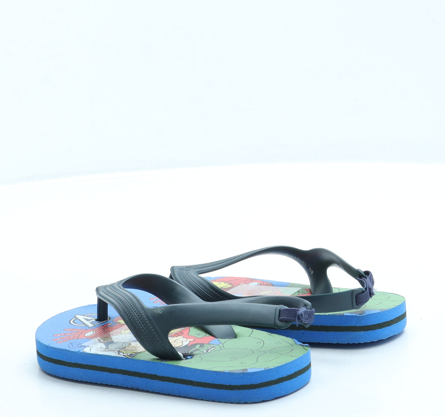 Preworn Boys Blue Geometric Rubber Slingback Sandal UK 7 - Avengers