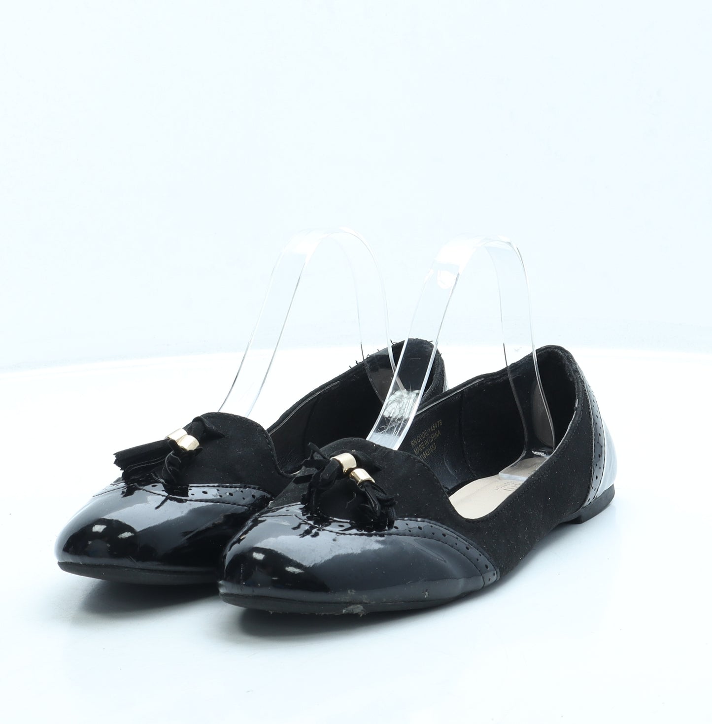 Primark Womens Black Polyester Loafer Flat UK 5 38 US 7 - Wide Fit