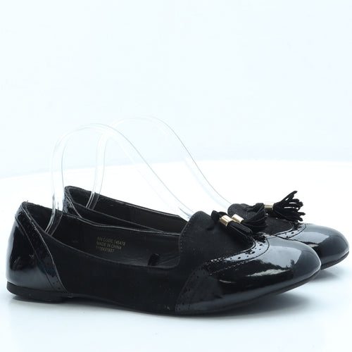Primark Womens Black Polyester Loafer Flat UK 5 38 US 7 - Wide Fit