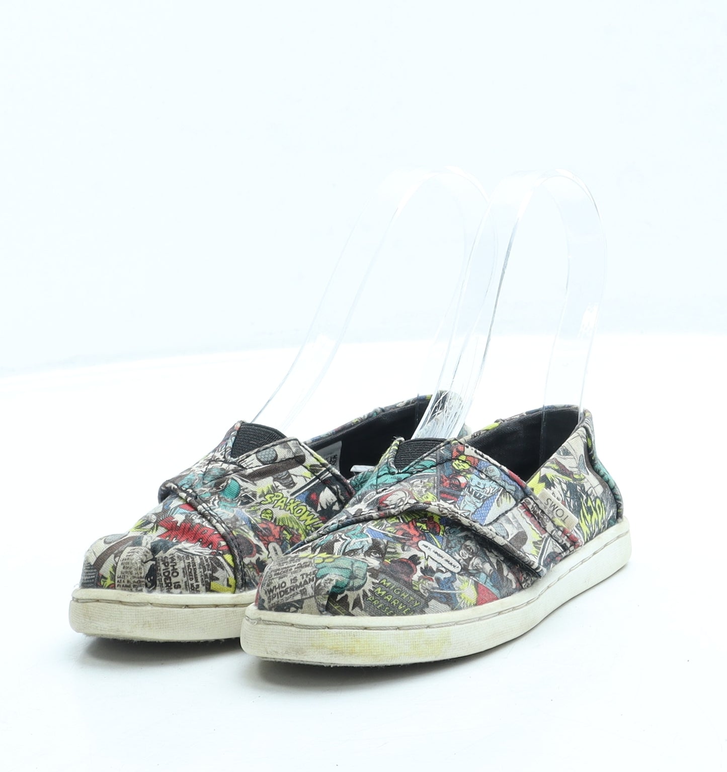 TOMS Boys Multicoloured Geometric Polyester Slip On Casual UK 8 26 US 9 - Marvel