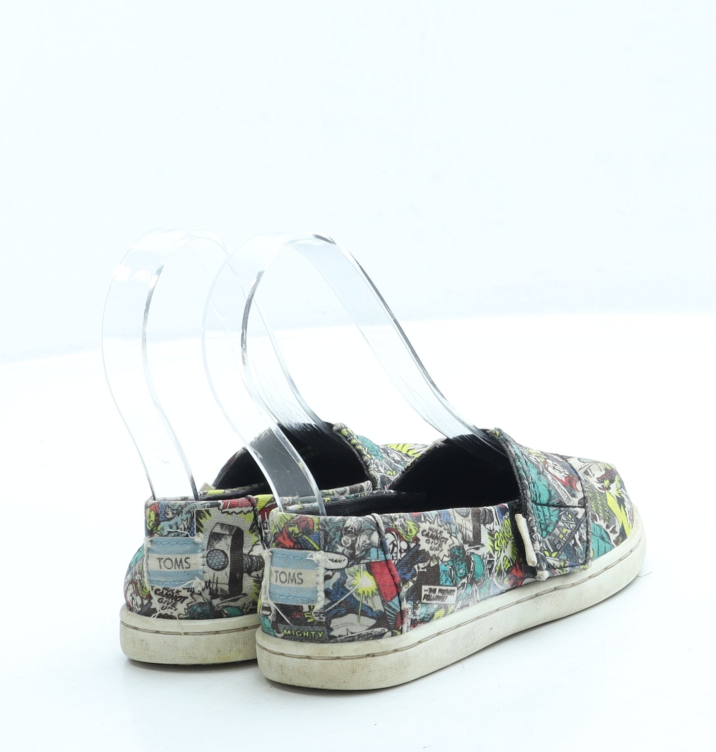 TOMS Boys Multicoloured Geometric Polyester Slip On Casual UK 8 26 US 9 - Marvel