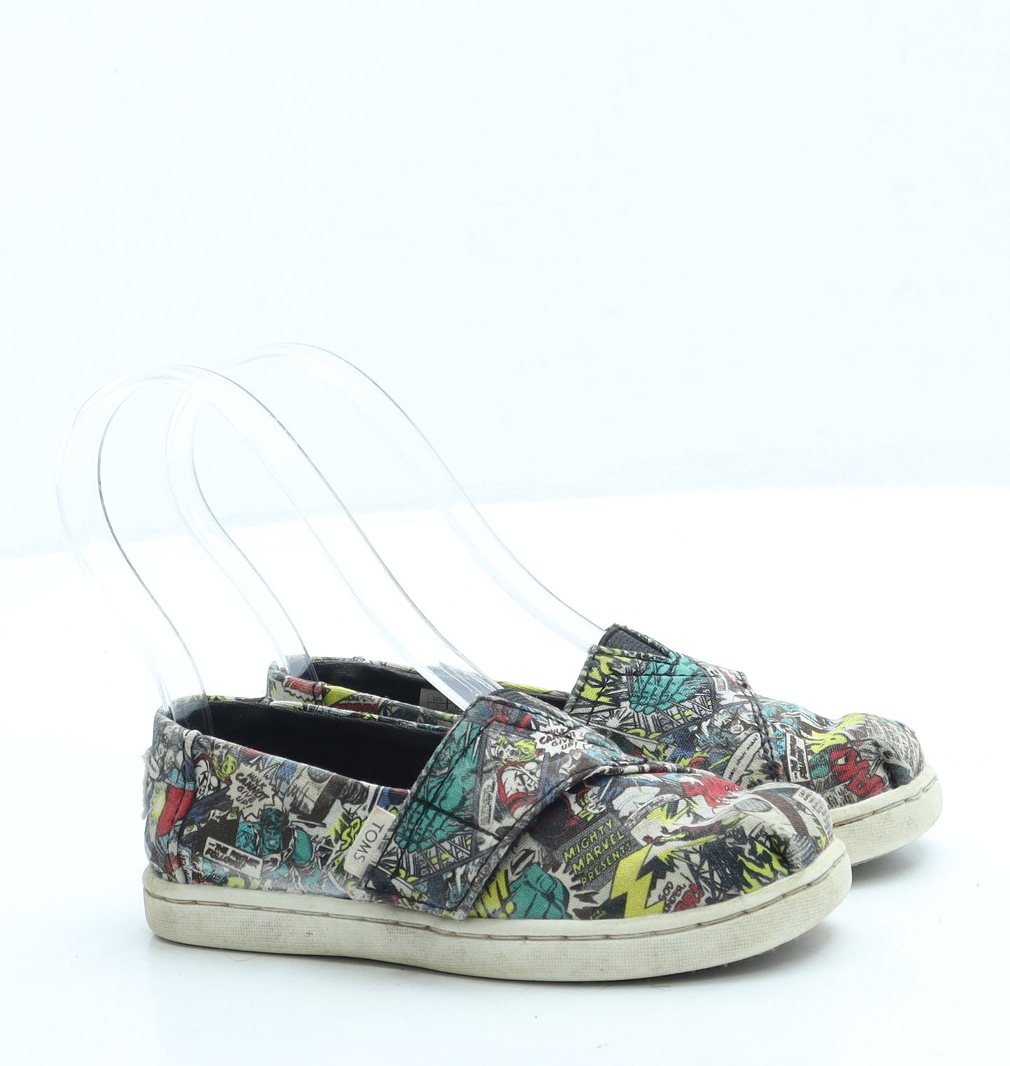 TOMS Boys Multicoloured Geometric Polyester Slip On Casual UK 8 26 US 9 - Marvel