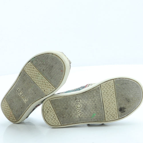 TOMS Boys Multicoloured Geometric Polyester Slip On Casual UK 8 26 US 9 - Marvel