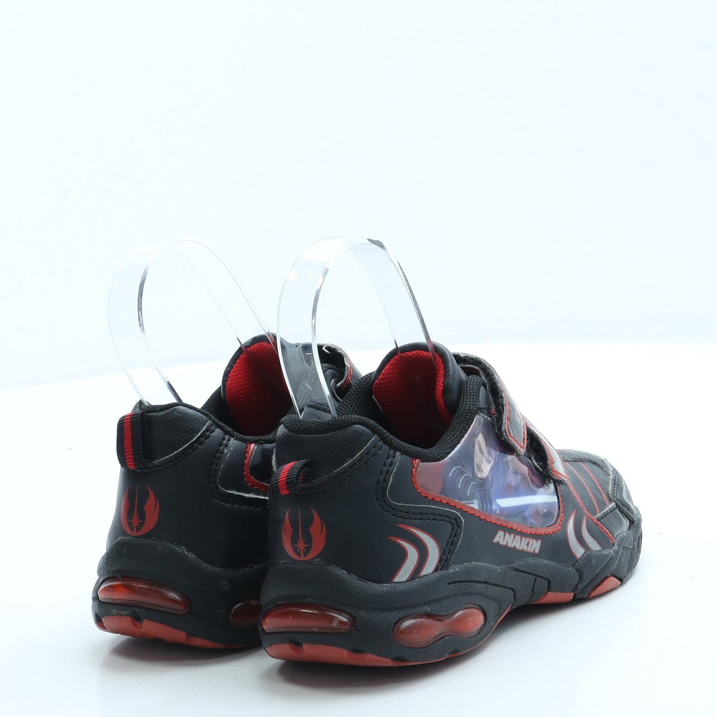 Preworn Boys Black Leather Trainer UK 12 - Star Wars