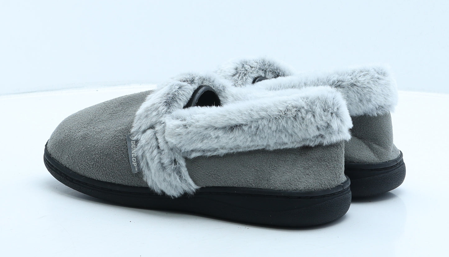 Dunlop Womens Grey Fabric Loafer Slipper UK