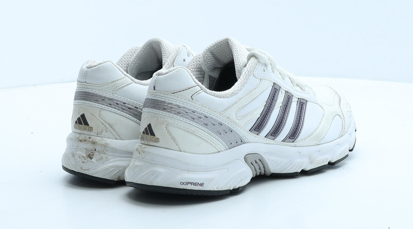 adidas Womens White Geometric Leather Trainer UK 6 39.5