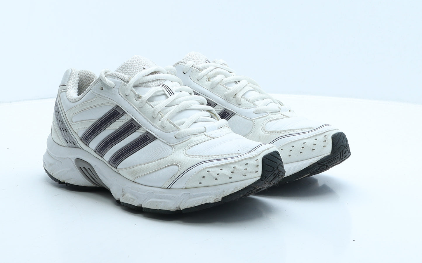 adidas Womens White Geometric Leather Trainer UK 6 39.5