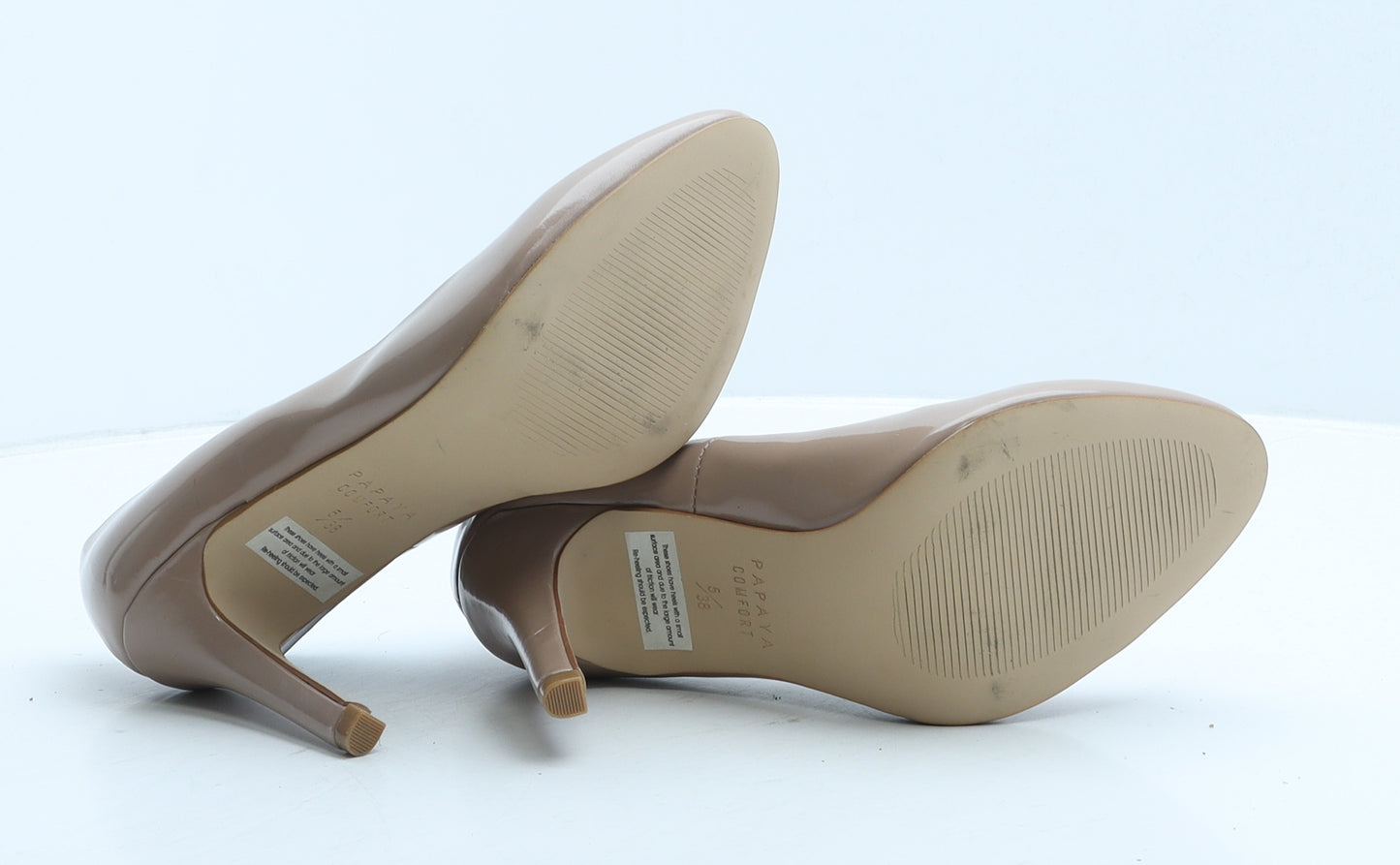 Papaya Womens Beige Vinyl Court Heel UK 5 38