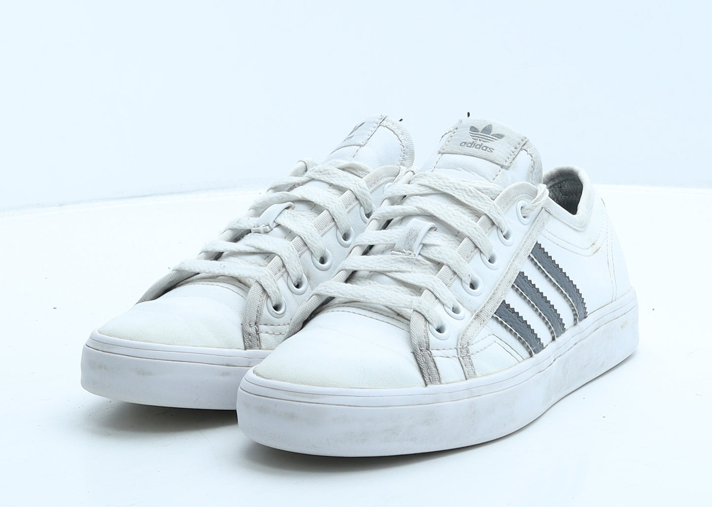 adidas Womens White Striped Leather Trainer UK 3.5 36