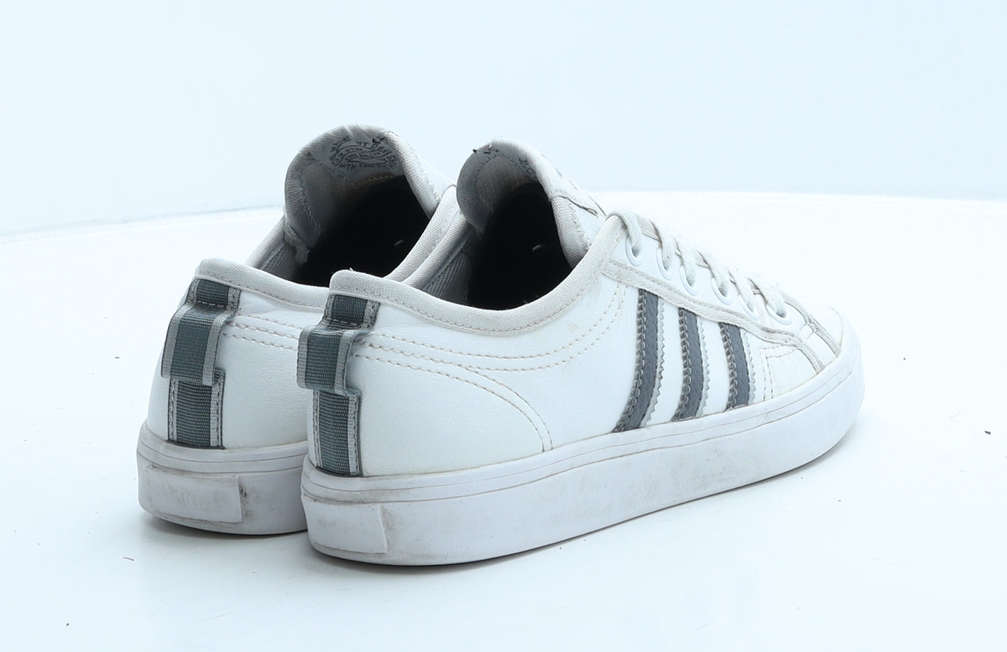 adidas Womens White Striped Leather Trainer UK 3.5 36