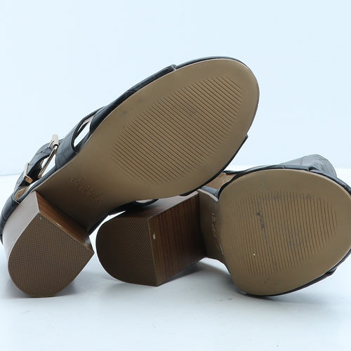 Primark Womens Black Geometric Leather Strappy Heel UK 4 37