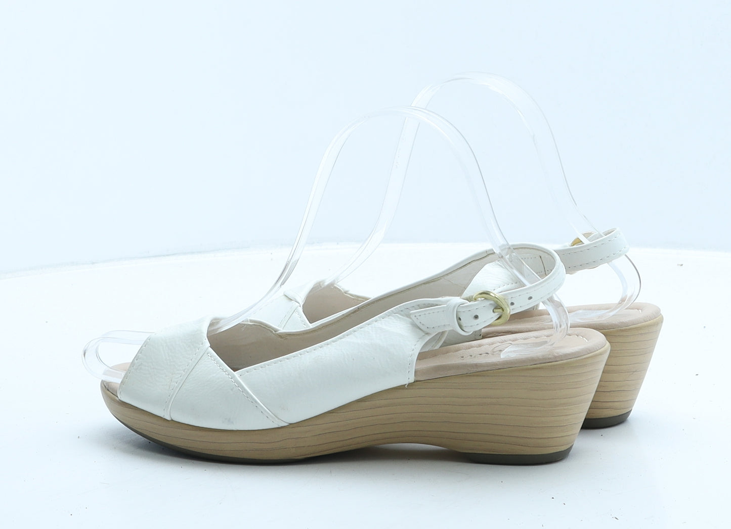 FootGlove Womens White Leather Slingback Heel UK 4.5