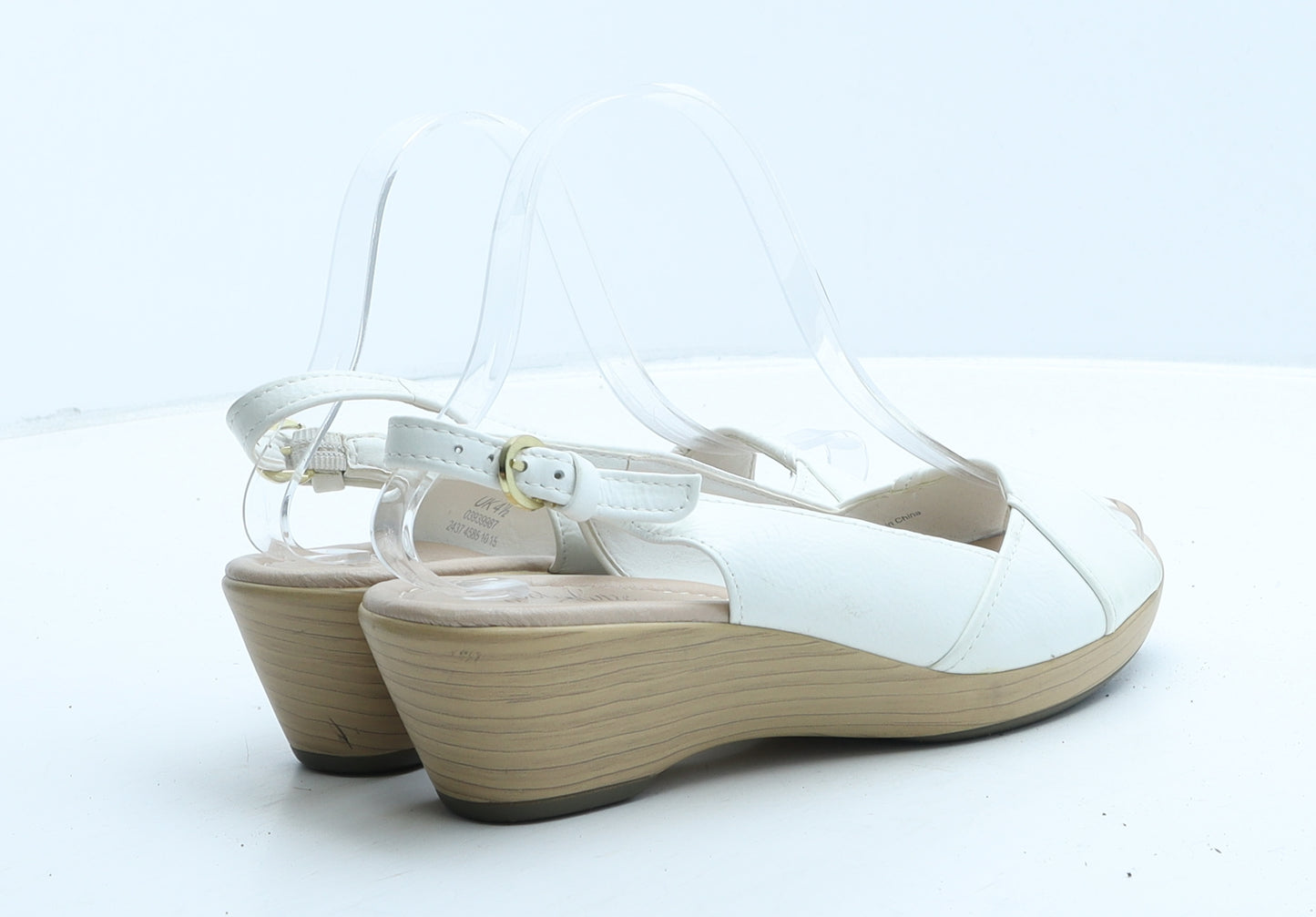 FootGlove Womens White Leather Slingback Heel UK 4.5