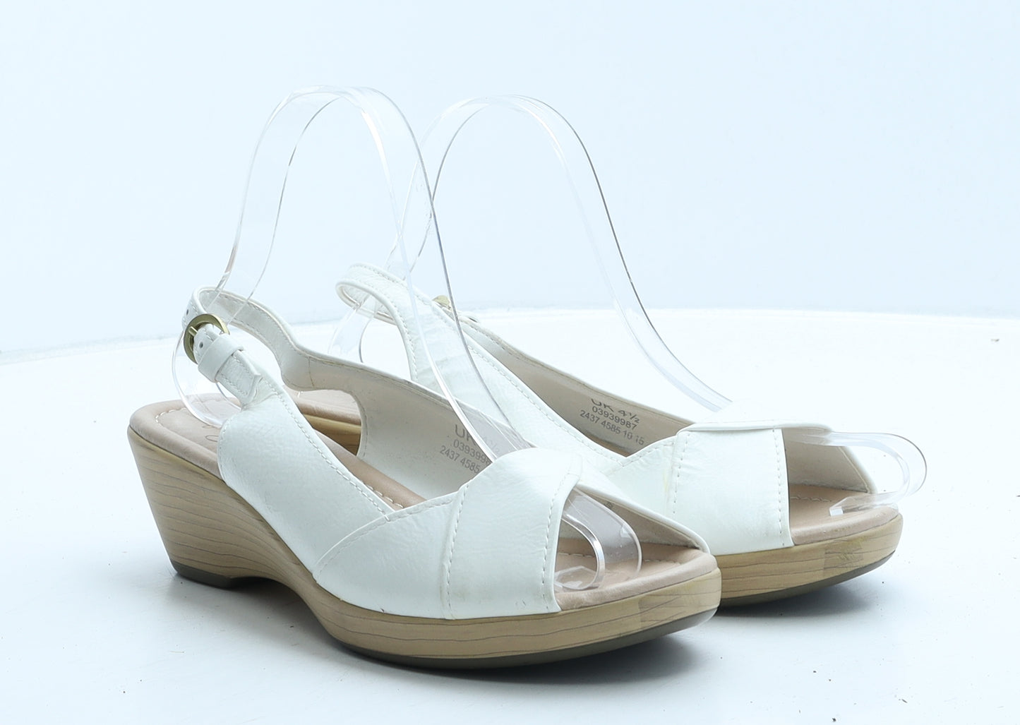 FootGlove Womens White Leather Slingback Heel UK 4.5