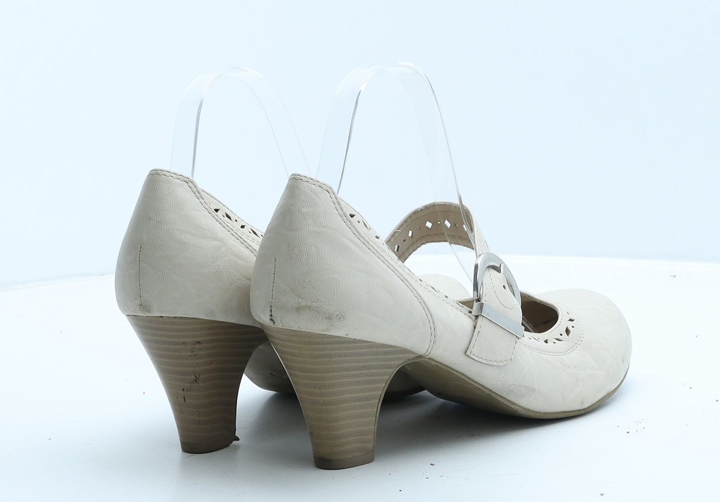 Lilley Womens Beige Leather Strappy Heel UK 8
