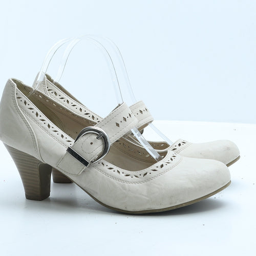 Lilley Womens Beige Leather Strappy Heel UK 8