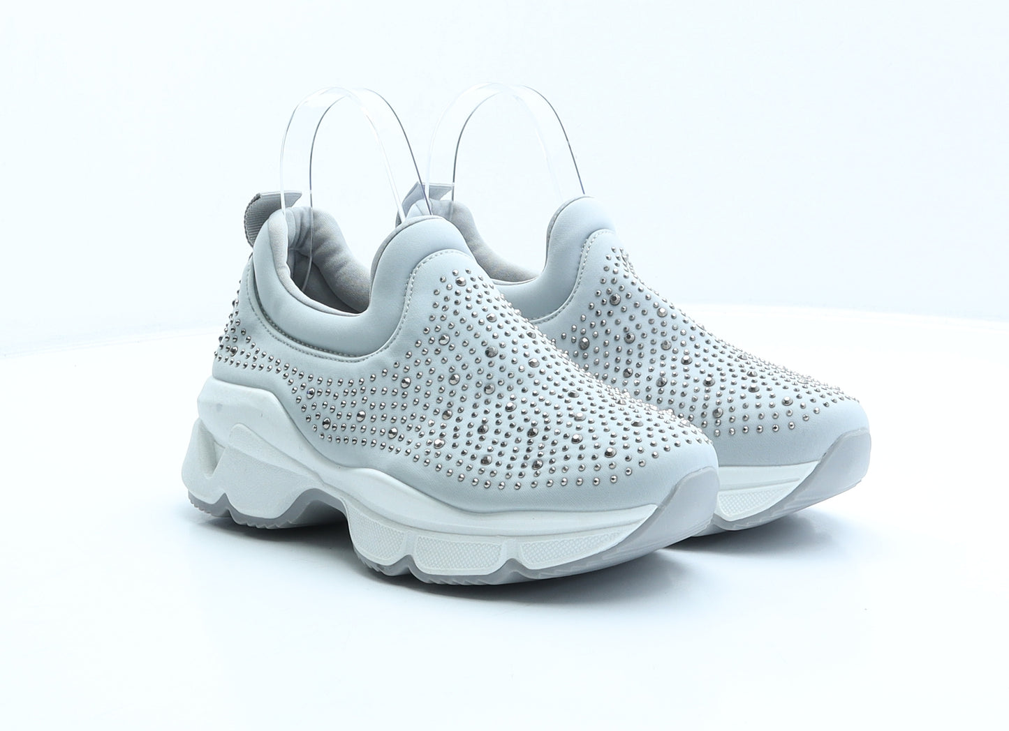 Preworn Womens Grey Spotted Polyester Trainer UK 4 37