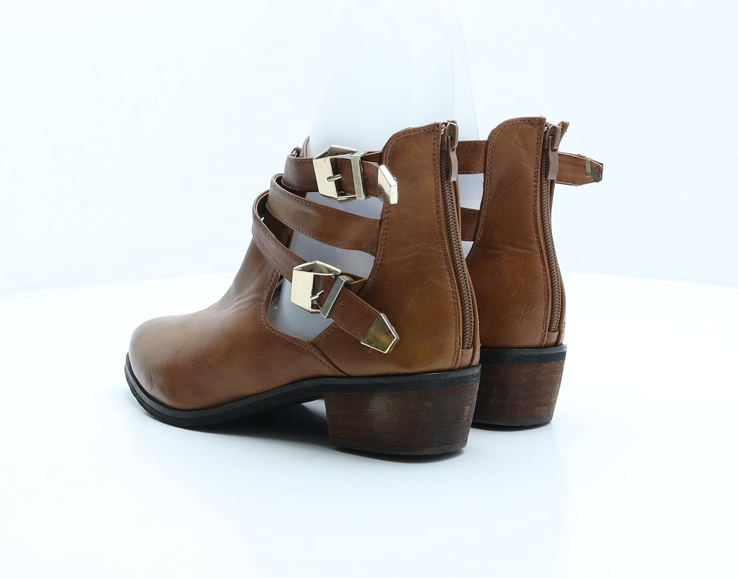 SKO by A&B Womens Brown Leather Bootie Boot UK 5.5 39