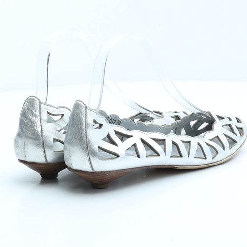Moda in Pelle Womens Silver Geometric Leather Ballet Flat UK 5 38