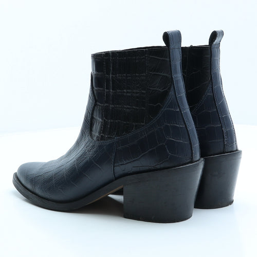 New Look Womens Blue Geometric Leather Chelsea Boot UK 5