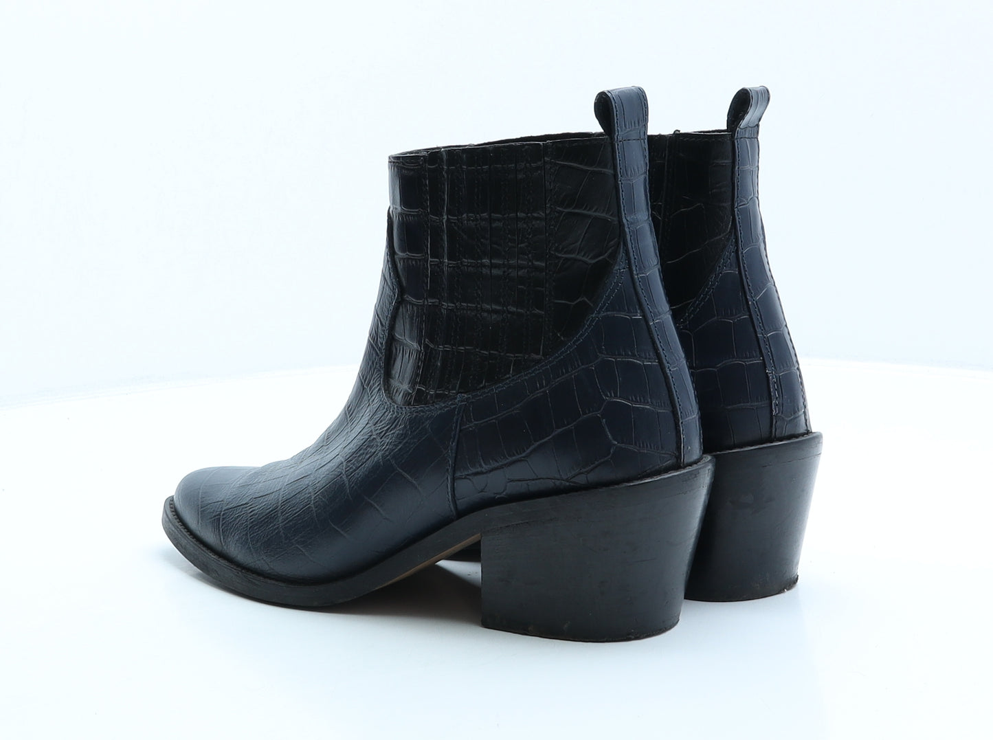 New Look Womens Blue Geometric Leather Chelsea Boot UK 5