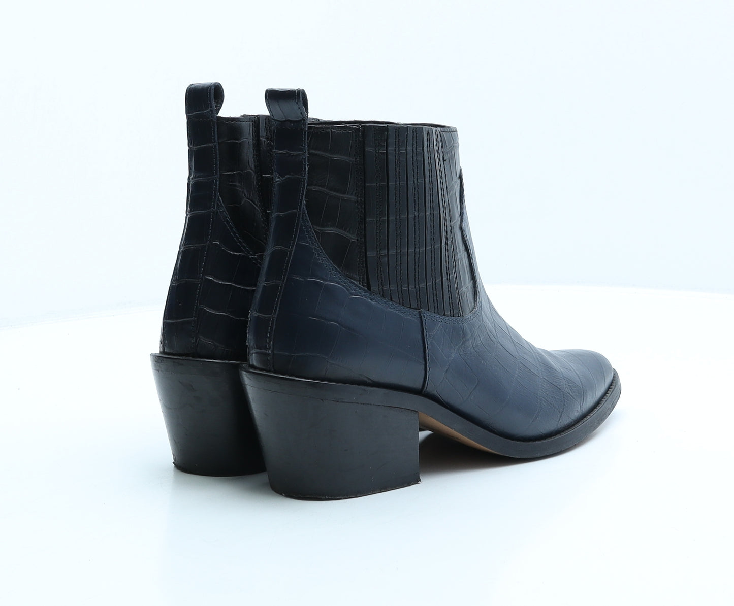 New Look Womens Blue Geometric Leather Chelsea Boot UK 5