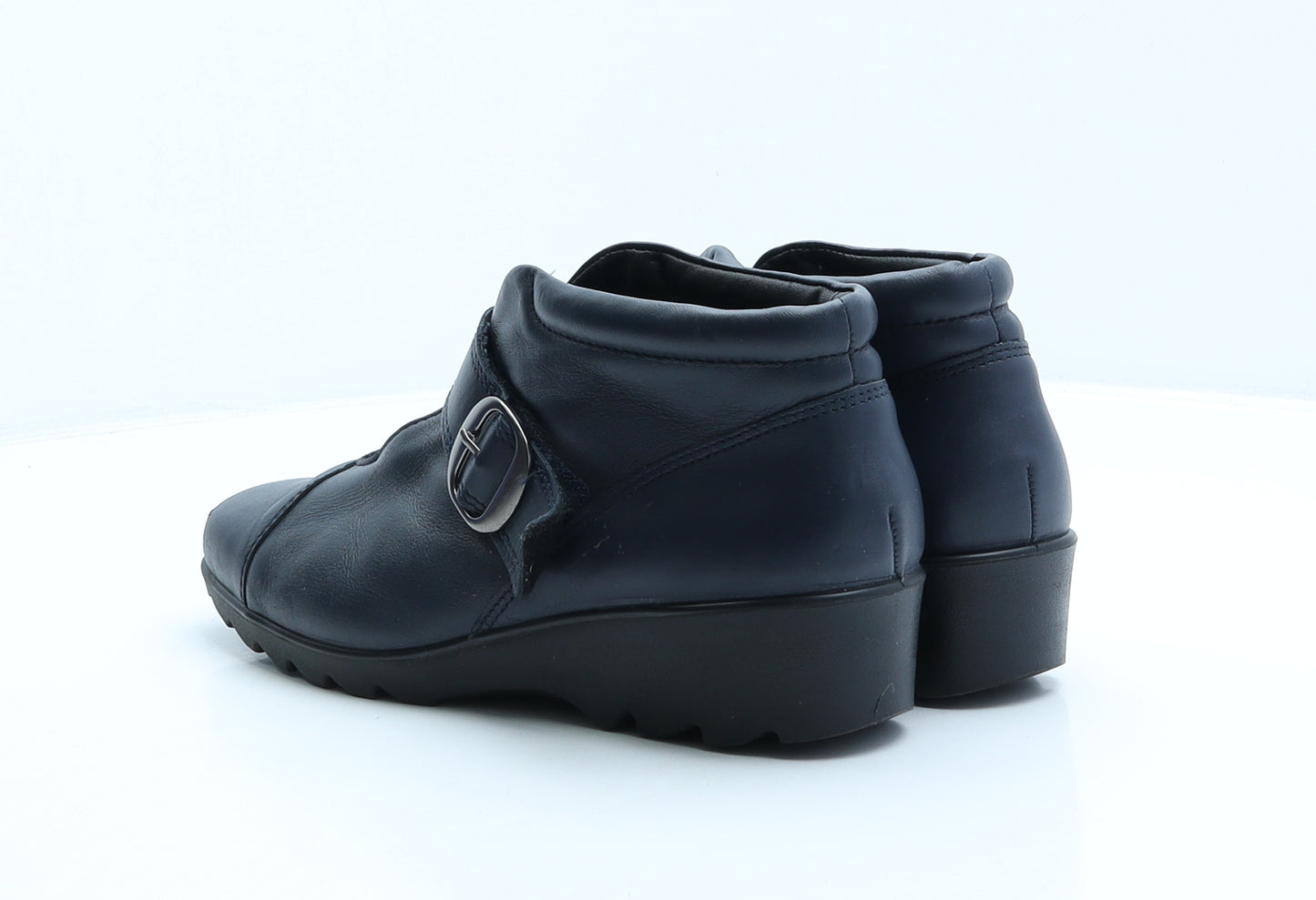 Hotter Womens Blue Leather Bootie Casual UK 6.5 40 8.5
