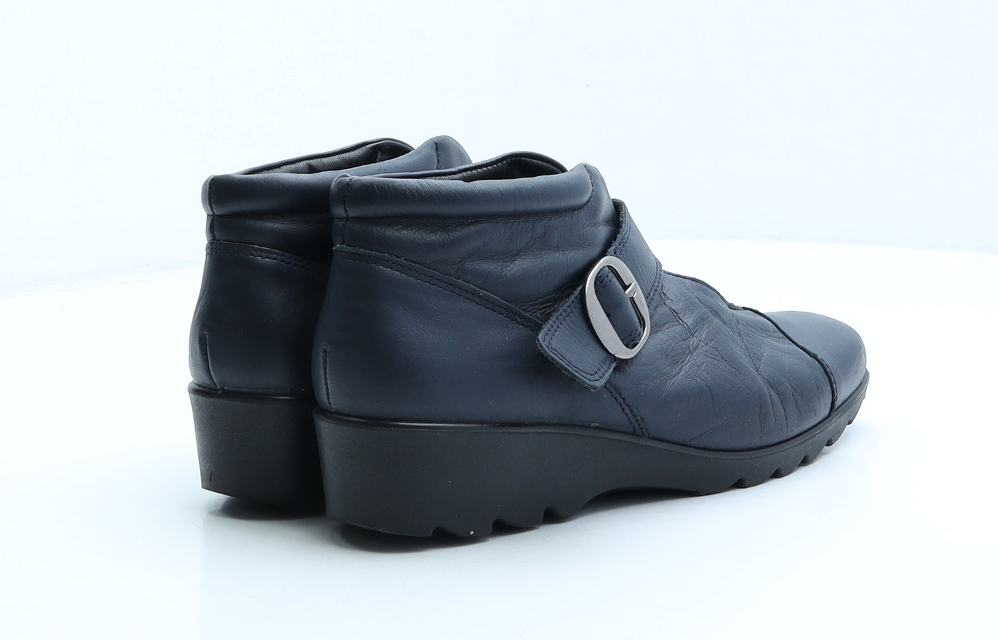 Hotter Womens Blue Leather Bootie Casual UK 6.5 40 8.5