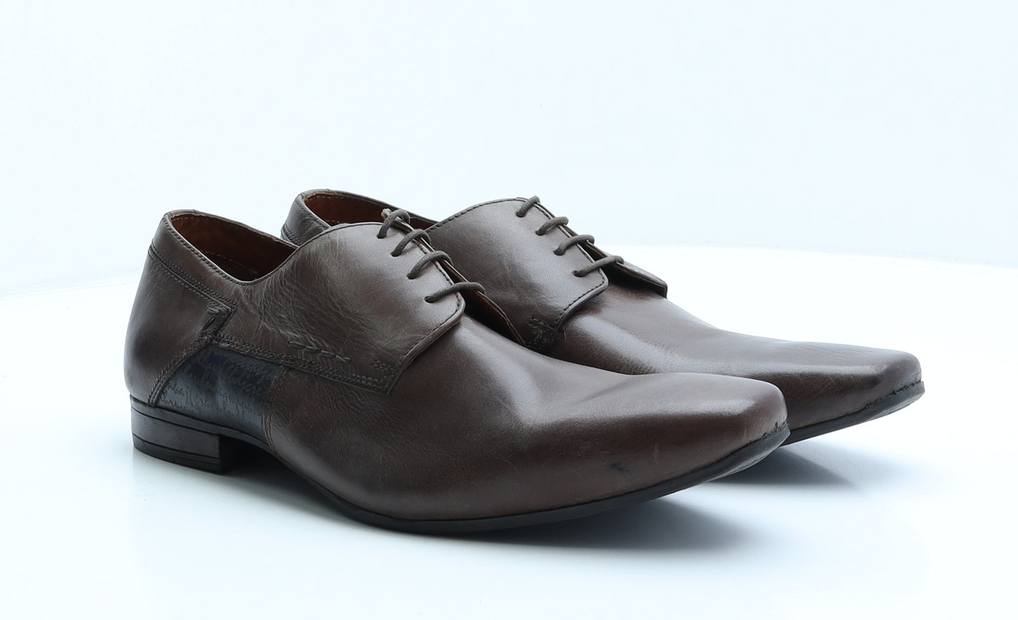 Alloy Mens Brown Leather Derby Dress UK 11.5 45 - Letter detail