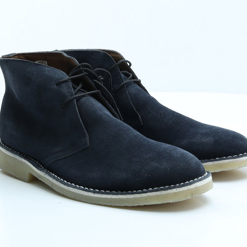 Hall & Sloane Mens Blue Leather Desert Boot UK 8