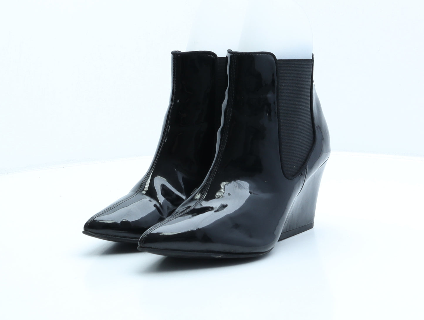 Sole Diva Womens Black Patent Leather Chelsea Boot UK 5