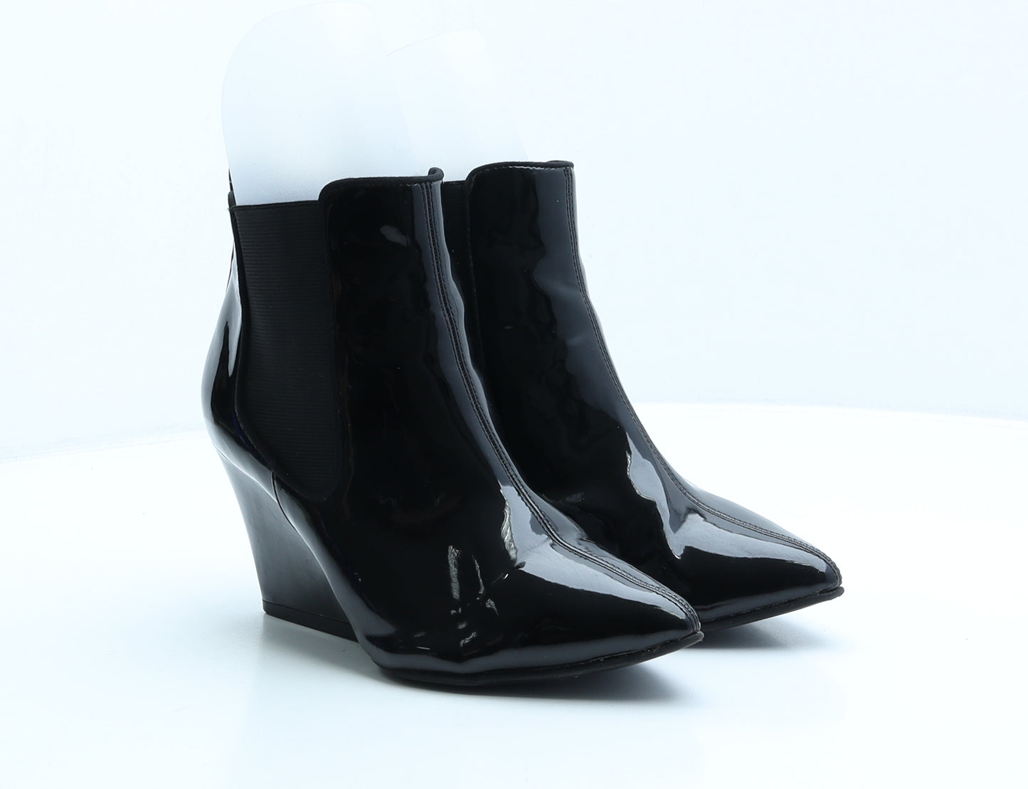 Sole Diva Womens Black Patent Leather Chelsea Boot UK 5